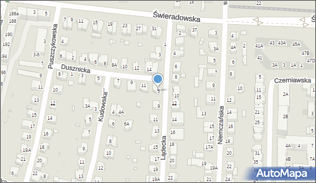 Wrocław, Lądecka, 5, mapa Wrocławia