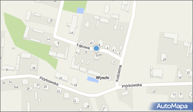 Wyszki, Łąkowa, 3, mapa Wyszki