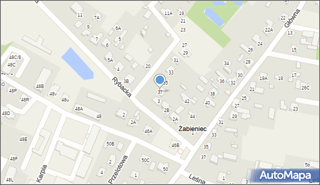 Żabieniec, Łąkowa, 37, mapa Żabieniec