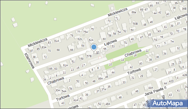 Ząbki, Łąkowa, 57A, mapa Ząbki