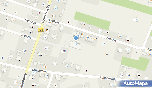 Żakowice, Łączna, 6, mapa Żakowice