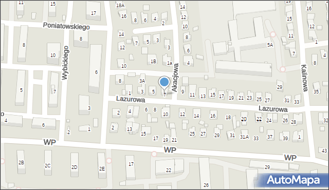 Zamość, Lazurowa, 7, mapa Zamościa