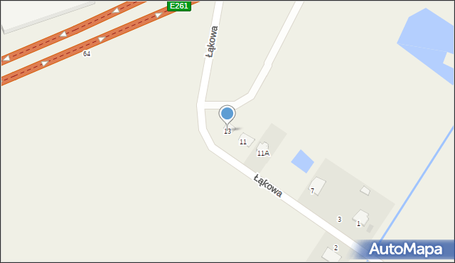 Zamość, Łąkowa, 13, mapa Zamościa