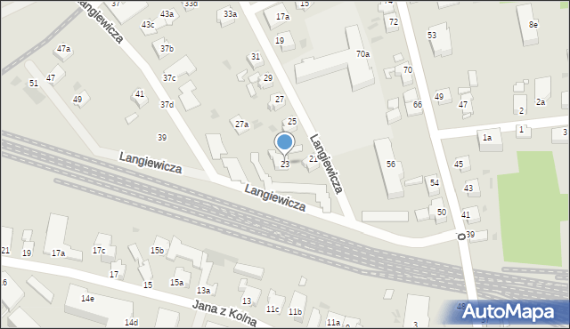 Zielona Góra, Langiewicza Mariana, gen., 23, mapa Zielona Góra