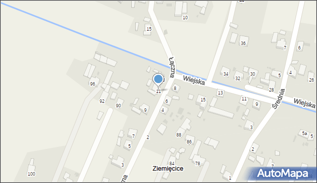 Ziemięcice, Łączna, 11, mapa Ziemięcice