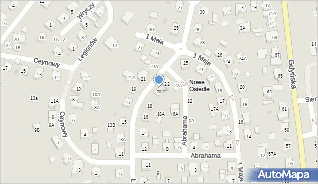 Żukowo, Łąkowa, 20, mapa Żukowo