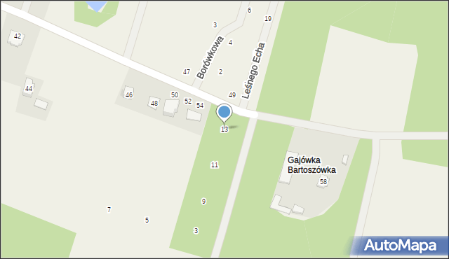 Bartoszówka, Leśnego Echa, 13, mapa Bartoszówka