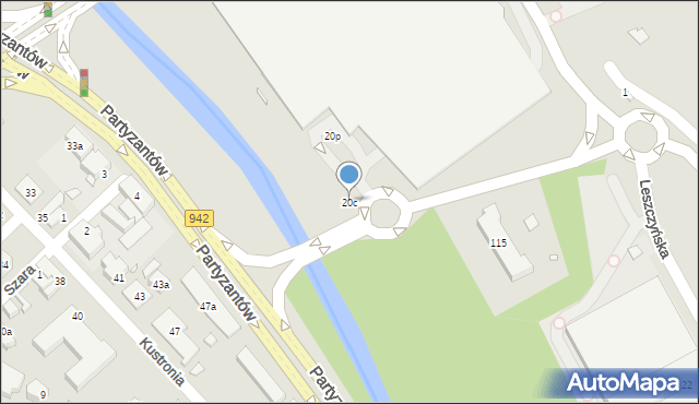 Bielsko-Biała, Leszczyńska, 20c, mapa Bielsko-Białej