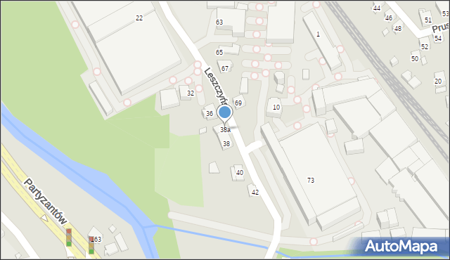 Bielsko-Biała, Leszczyńska, 38a, mapa Bielsko-Białej