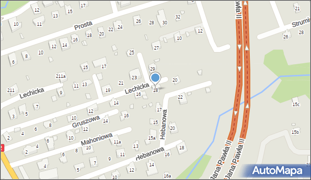 Bielsko-Biała, Lechicka, 18, mapa Bielsko-Białej
