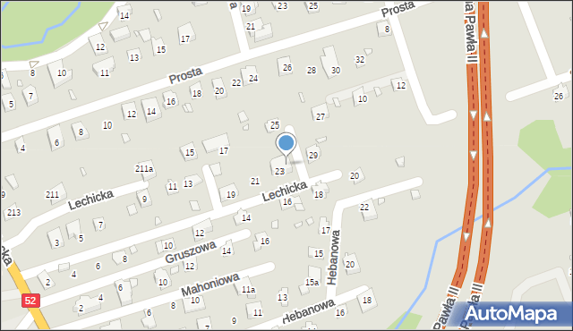 Bielsko-Biała, Lechicka, 23a, mapa Bielsko-Białej