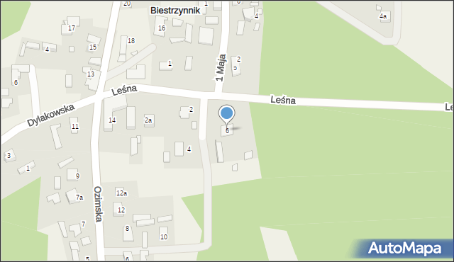 Biestrzynnik, Leśna, 6, mapa Biestrzynnik