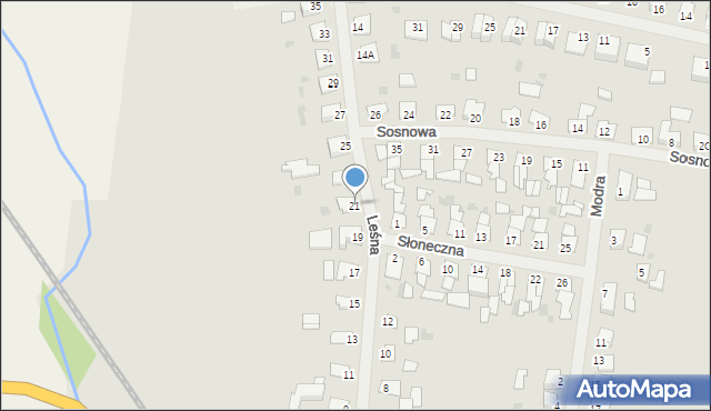 Biskupiec, Leśna, 21, mapa Biskupiec