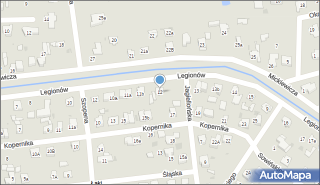 Błonie, Legionów, 12, mapa Błonie