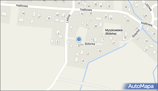 Bóbrka, Leśna, 11, mapa Bóbrka