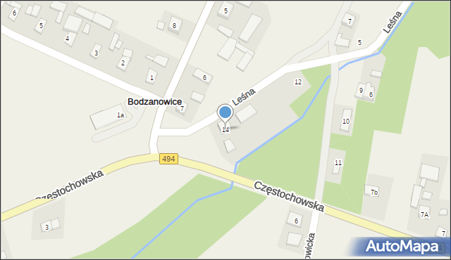 Bodzanowice, Leśna, 14, mapa Bodzanowice