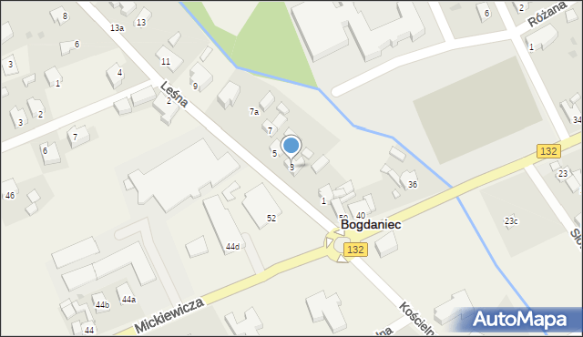 Bogdaniec, Leśna, 3, mapa Bogdaniec