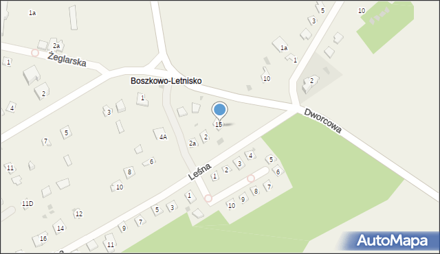 Boszkowo-Letnisko, Leśna, 2B, mapa Boszkowo-Letnisko