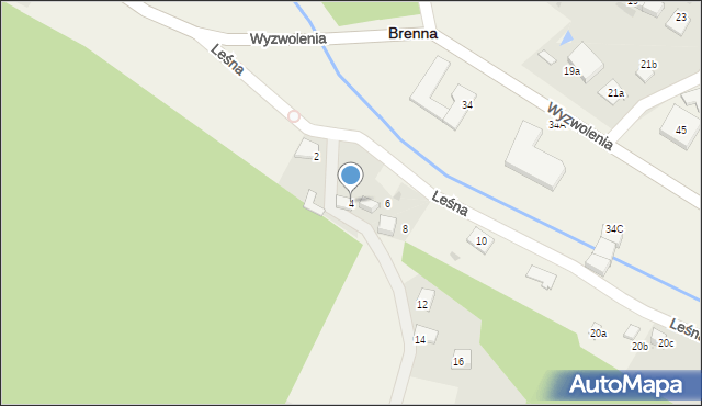 Brenna, Leśna, 4, mapa Brenna