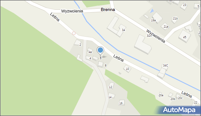 Brenna, Leśna, 6, mapa Brenna