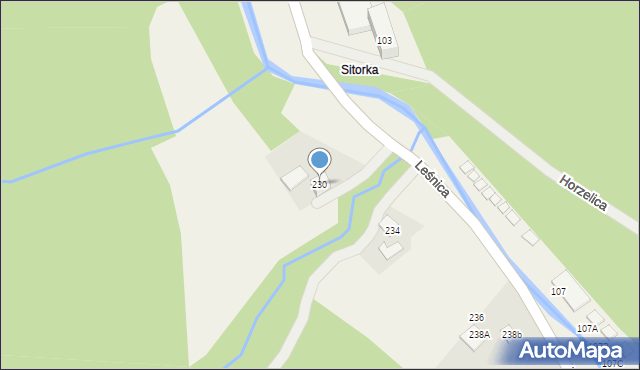Brenna, Leśnica, 230, mapa Brenna