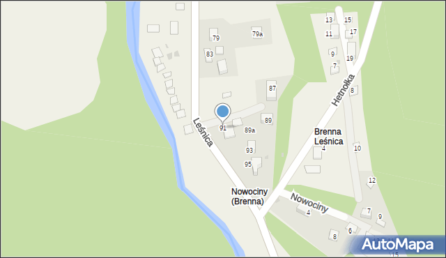 Brenna, Leśnica, 91, mapa Brenna