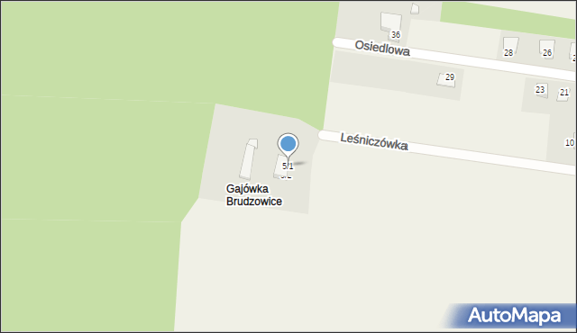 Brudzowice, Leśniczówka, 5/1, mapa Brudzowice