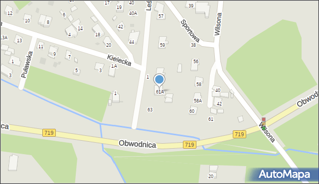 Brwinów, Leśna, 61A, mapa Brwinów