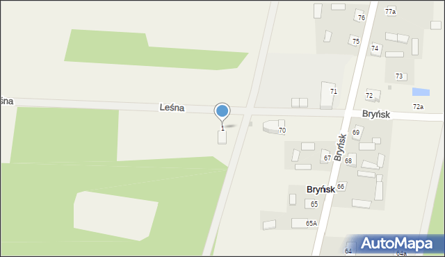 Bryńsk, Leśna, 1, mapa Bryńsk