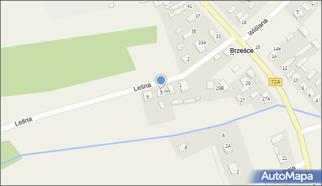 Brześce, Leśna, 3, mapa Brześce