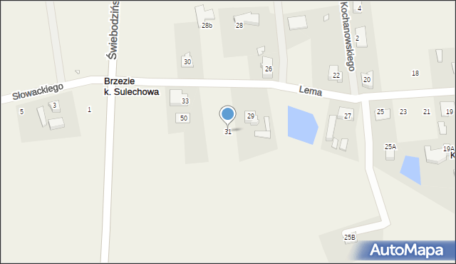 Brzezie k. Sulechowa, Lema Stanisława, 31, mapa Brzezie k. Sulechowa