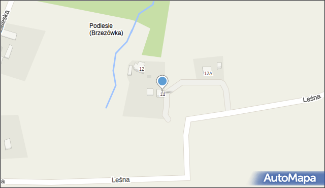 Brzezówka, Leśna, 14, mapa Brzezówka