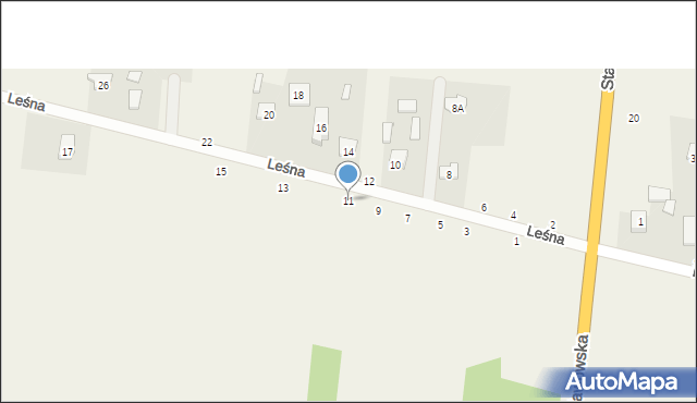 Brzóze, Leśna, 11, mapa Brzóze