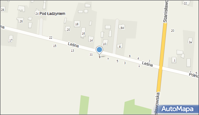 Brzóze, Leśna, 9, mapa Brzóze