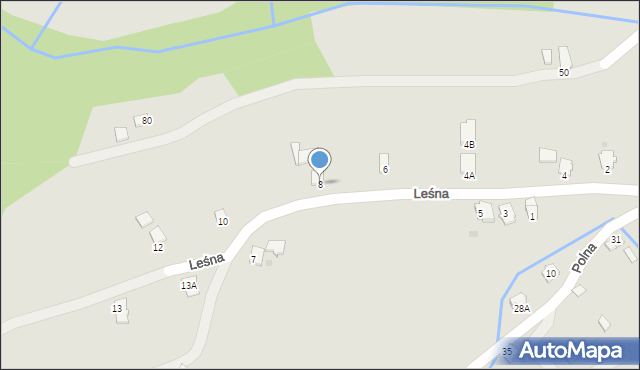 Brzozów, Leśna, 8, mapa Brzozów