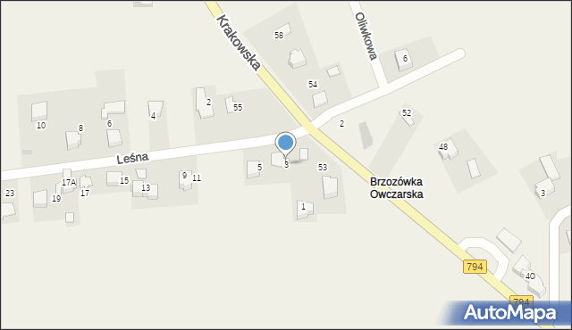 Brzozówka, Leśna, 3, mapa Brzozówka