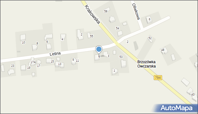 Brzozówka, Leśna, 5, mapa Brzozówka