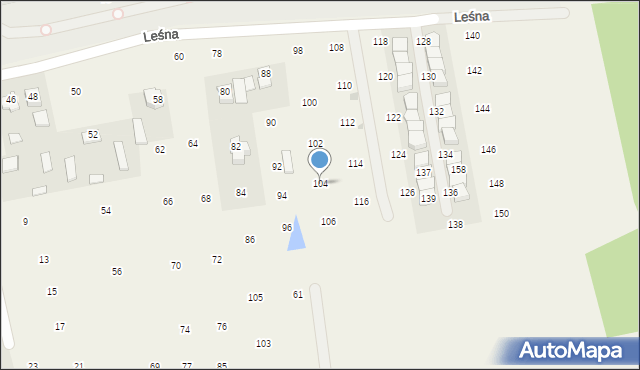 Brzozówka, Leśna, 104, mapa Brzozówka