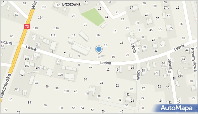 Brzozówka, Leśna, 11, mapa Brzozówka