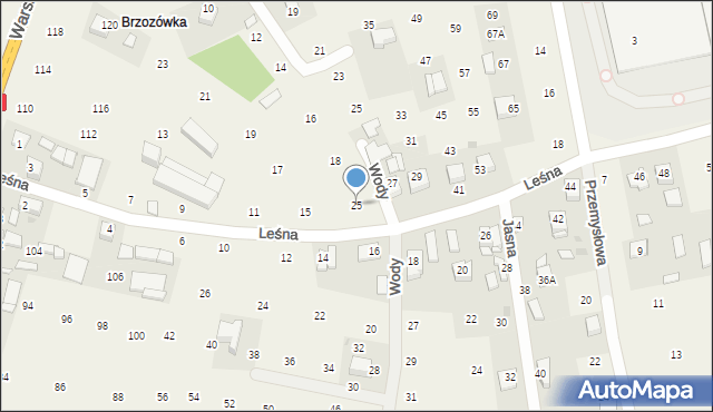Brzozówka, Leśna, 25, mapa Brzozówka