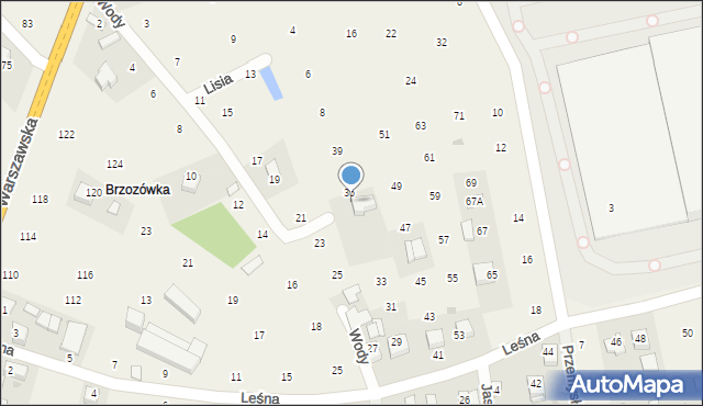 Brzozówka, Leśna, 37, mapa Brzozówka