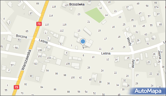 Brzozówka, Leśna, 9, mapa Brzozówka