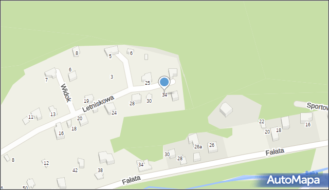 Bystra, Letniskowa, 34, mapa Bystra