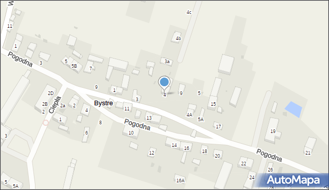 Bystre, Letnia, 4, mapa Bystre