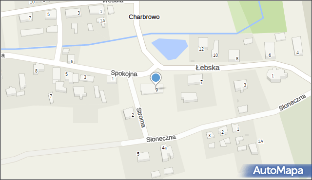 Charbrowo, Łebska, 9, mapa Charbrowo