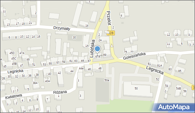 Chojnów, Legnicka, 67A, mapa Chojnów