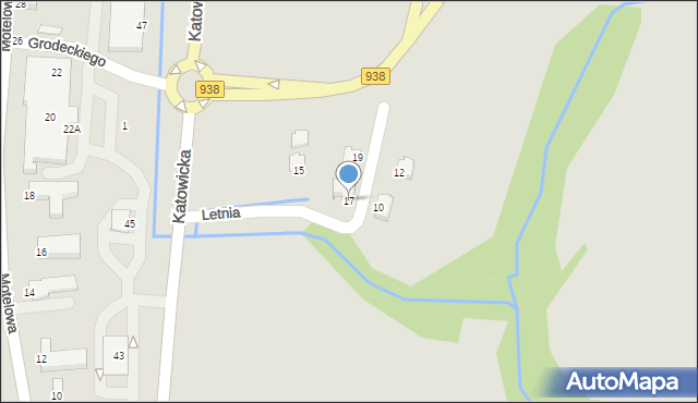 Cieszyn, Letnia, 17, mapa Cieszyna