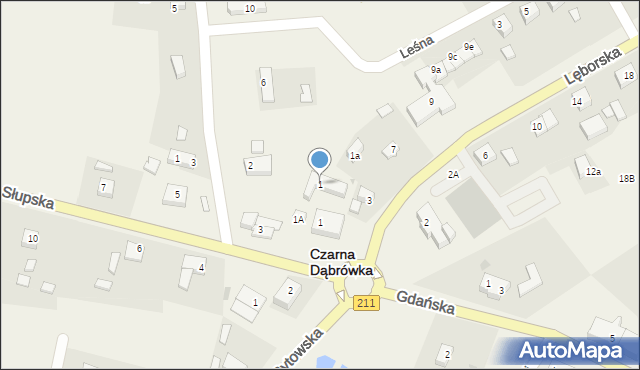 Czarna Dąbrówka, Lęborska, 1, mapa Czarna Dąbrówka