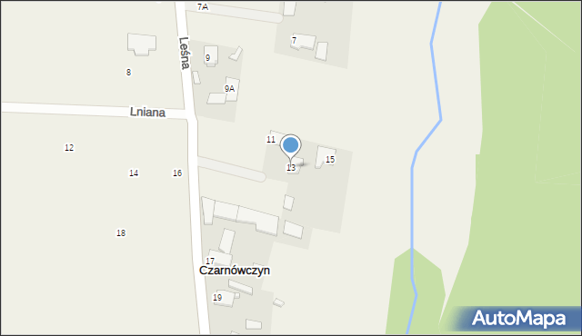 Czarnówczyn, Leśna, 13, mapa Czarnówczyn