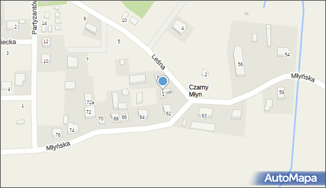 Czarny Młyn, Leśna, 1, mapa Czarny Młyn